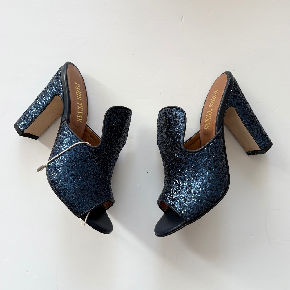 Paris texas glitter open toe mules